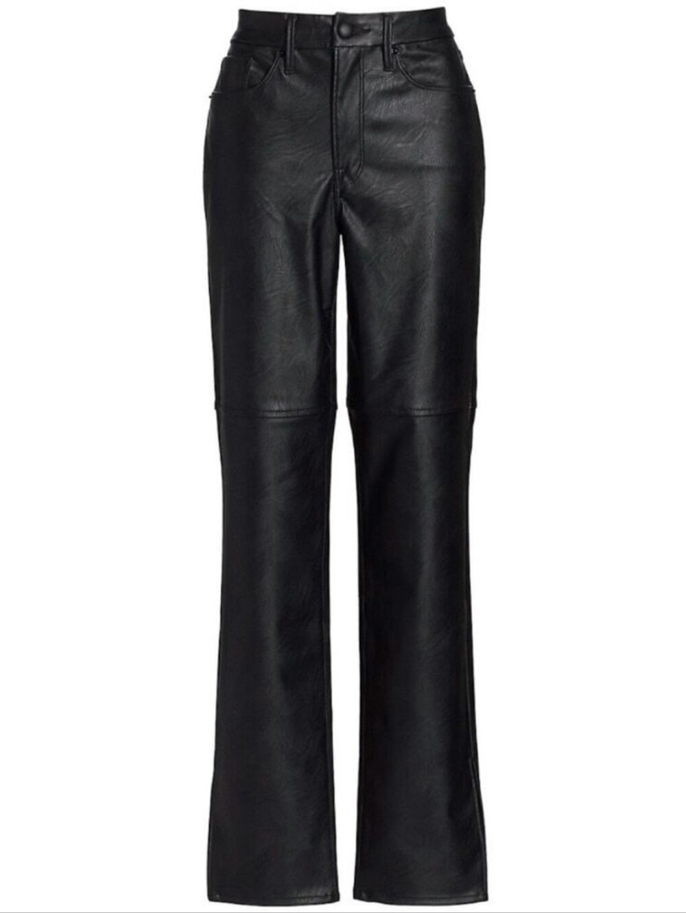 $189 Good American Good Boy Faux Leather Pants Black Icon Straight Leg 4 / 27